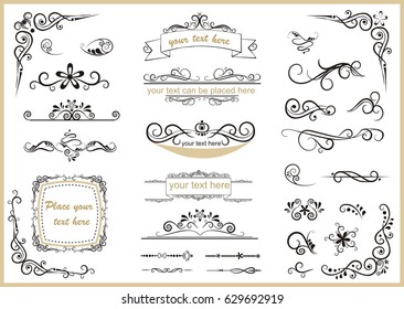 set with different swirled floral ornaments 