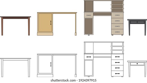Set of different tables vector illustration