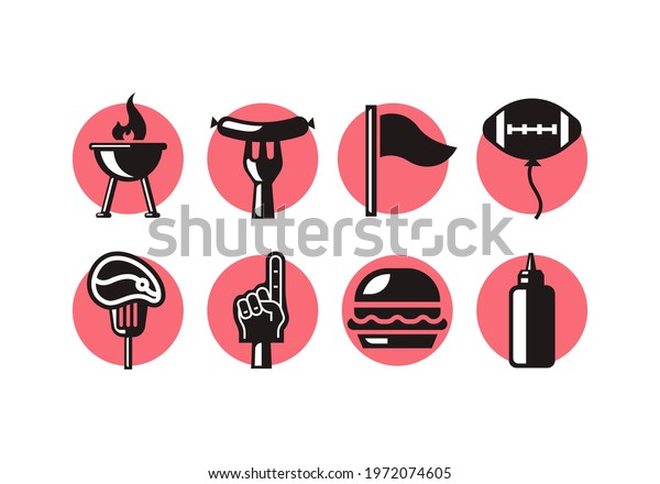 set of different\
tailgate party icons\
vector