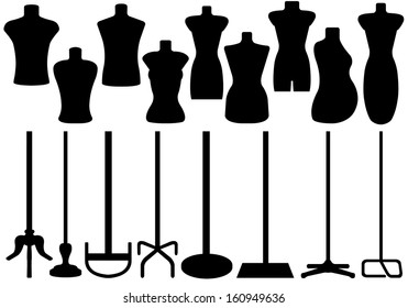 Premium VECTOR Hand draw mannequin, fashion, dress forms clipart, tailors  dummy, sewing clipart