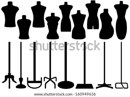 Set of different tailor's mannequin