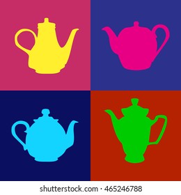 Set of different teapots. Kettles icons. Kitchen isolated pots