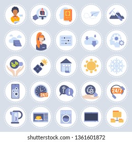 set different technology icons collection flat isolated