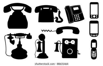 set of different telephones