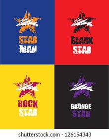 set of different template with grunge star