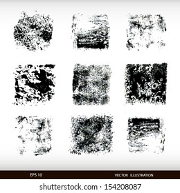 Set of different textural spots. Grunge textures set. 