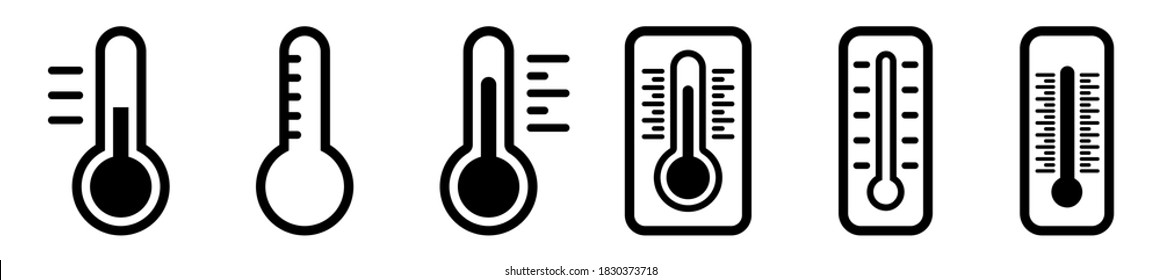 Set of different thermometer icon, icons in line style, vector illustration