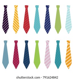 Set of different ties, vector illustration