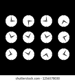 Set with different times on clock icons