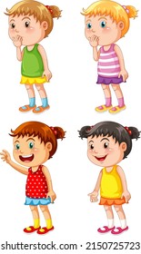 Set of different toddler girls illustration