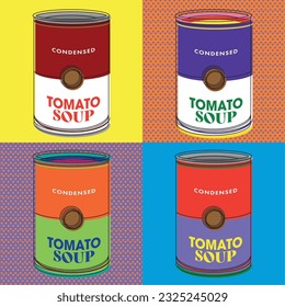 Conjunto de diferentes sopa de tomate estilo de arte pop cómic Vector