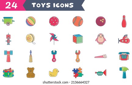 Set of different toy icons Vector