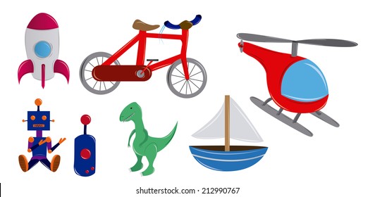 a set of different toys for babies and kids