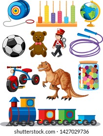 Set of different toys illustration