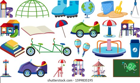 Set of different toys  illustration