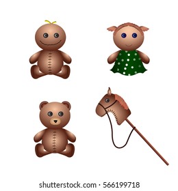Set of different toys on a white background, Vector illustration