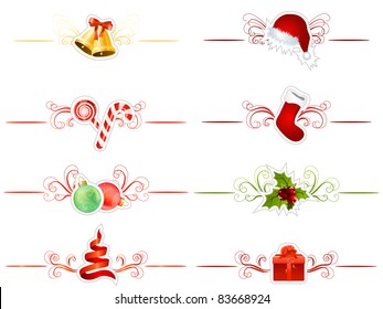 Set of different traditional Christmas elements