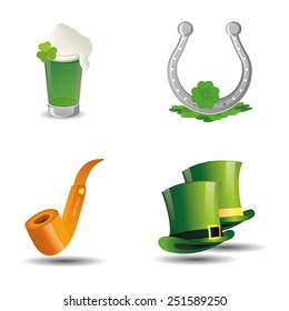 a set of different traditional elements for Patrick's day