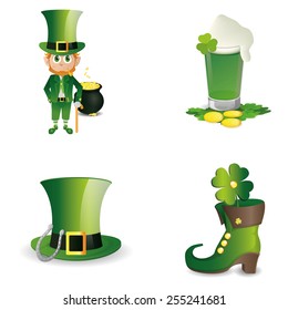 a set of different traditional elements for patrick's day