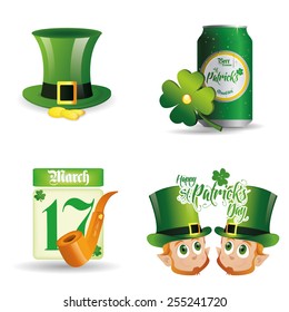 a set of different traditional elements for patrick's day