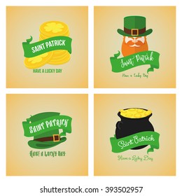 Set of different traditional icons with text for patrick's day