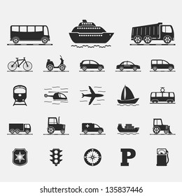 Set of different transport icons, vector eps10 illustration