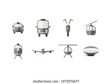 set of different transportation icons vector