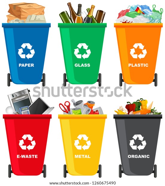 Set Different Trash Bin Illustration Stock Vector (Royalty Free) 1260675490