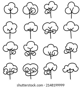 Set of different trees doodle.