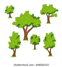 Set Abstract Stylized Trees Natural Illustration Stock Vector (Royalty ...