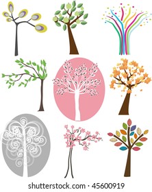 Set of different trees. Vector.