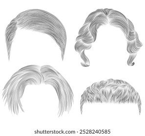 set of different trendy man hairs.
 sketches . Beauty style.
