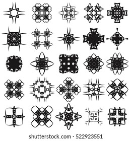 Set of Different Tribal Rosettes Tattoo Design Isolated on White Background. Polynesian Design
