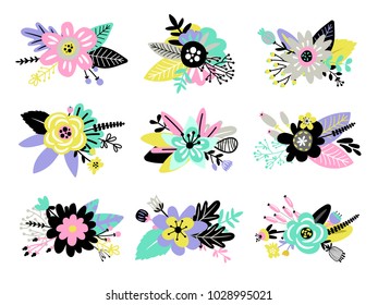 Set of different twigs and bouquets