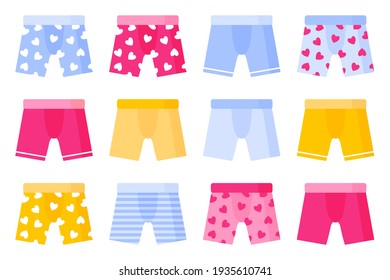 Set of different type and color of men's boxer underpants.