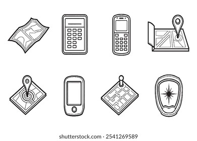 Set of Different type of DigiMapper Digital Mapping Tool 8 pcs Only thin line, Solid Black color, without shadow