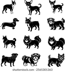 Set of different type dog vector illustrations design.Funny dog.Dog for kids icon.This is an eps icon for design.