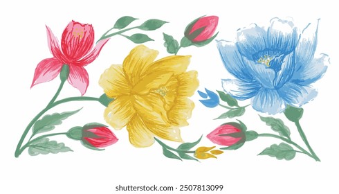 set of different type hand drawn watercolor peony rose on background. design for invitation card, wallpaper, fabric.