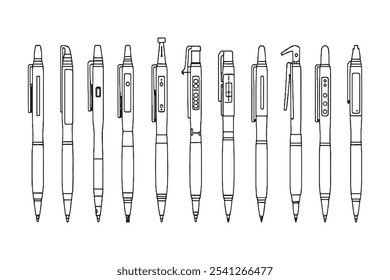 Set of Different type of HydroPrint 3D Printing Pen 8 pcs Only thin line, Solid Black color, without shadow