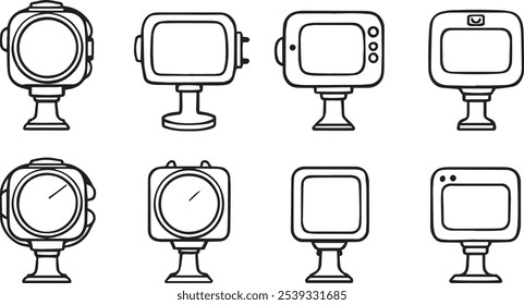 Conjunto de diferentes tipos de HydroSphere Swimming Pool Monitor 8Pcs apenas linha fina, cor preta sólida, sem sombra_