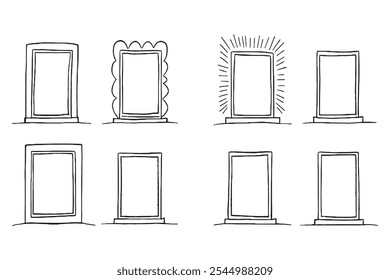 Conjunto de diferentes tipos de panel de visualización de Lumina 8 piezas solo línea delgada, color negro sólido, sin sombra