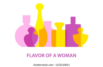 Set of different type of perfume bottles