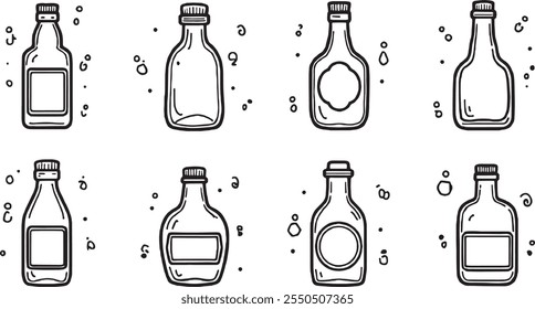 Set of Different Type of Pickleback 8Pcs Only Thin line, Solib Black Color, Without shadow_