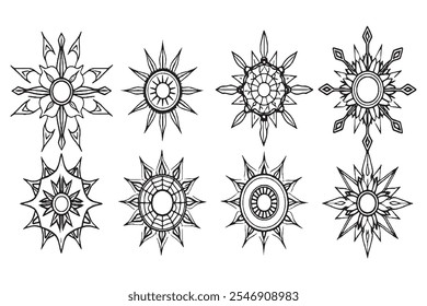 Conjunto de Diferente tipo de Dispositivo de Meditação QuantumPulse 8 pcs Apenas linha fina, cor preta sólida, sem sombra