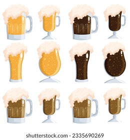 A set of different types of beer glasses