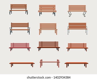 Set of different types of benches in vector. bench 