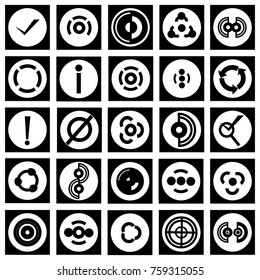A set of different types of black icons.