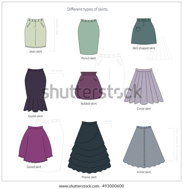 Set Different Types Bright Colorful Skirts Stock Vector (Royalty Free ...