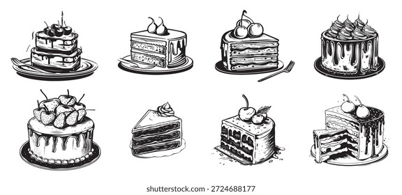 Conjunto de diferentes tipos de pasteles y postres
