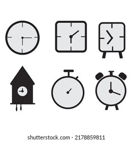 set of different types of clock vector illustration in white background flat design